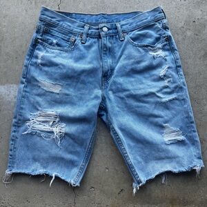Levi's Distressed Light Blue Denim Shorts